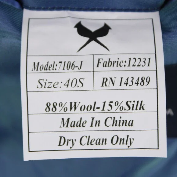 Cardinal of Canada NWT Wool / Silk Sport Coat Size 40S US In Blue Herringbone